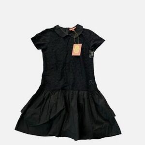 Manoush Womens Dress
Black Short Sleeve Lace Bow Robe
Cancan Summer